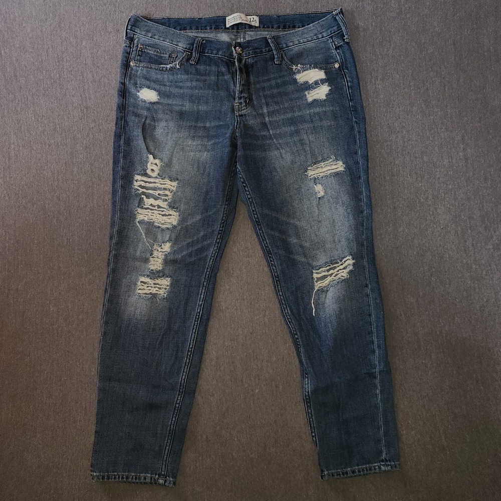 Abercrombie Fitch Boyfriend Straight Distressed Women's Jeans Size 12R